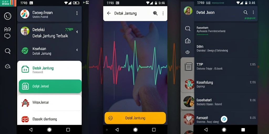 Antarmuka <strong>77RP</strong> menampilkan pemantauan detak jantung secara real-time.