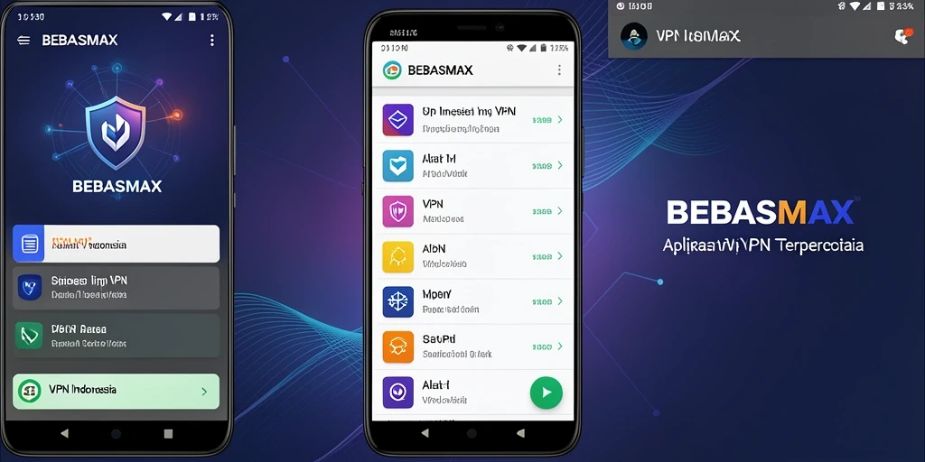 Screenshot antarmuka BEBASMAX dengan fitur VPN yang mudah digunakan.