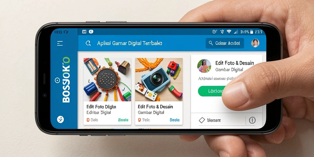 Antarmuka pengguna aplikasi Gambar Digital BOSJOKO yang menarik dan mudah digunakan.