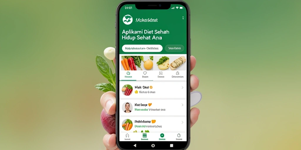 Antarmuka aplikasi Diet Sehat DY01 yang ramah pengguna.