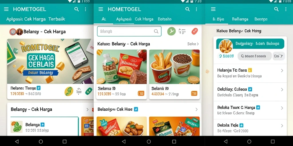 Antarmuka HOMETOGEL yang menampilkan fitur Cek Harga