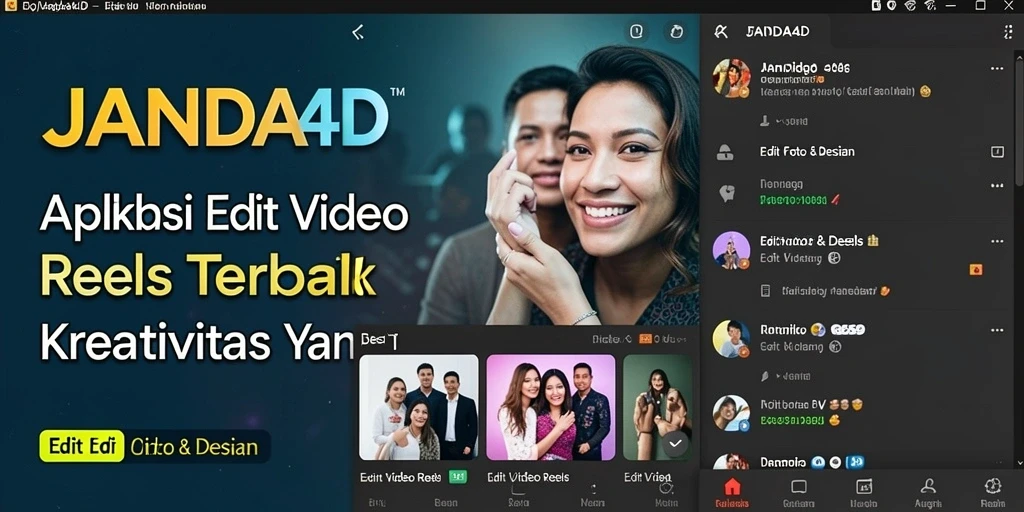Antarmuka JANDA4D menampilkan fitur Edit Video Reels yang intuitif dan menarik.