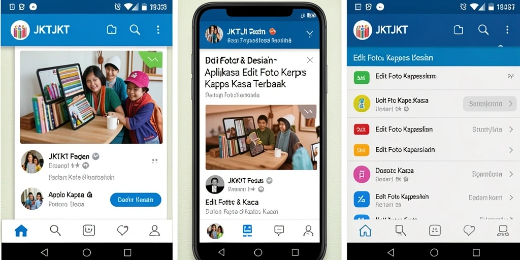 Tampilan antarmuka JKTJKT dengan berbagai fitur edit foto kertas kaca.