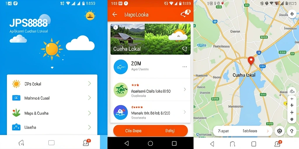 Antarmuka JPS888 menampilkan informasi cuaca terkini dengan jelas.