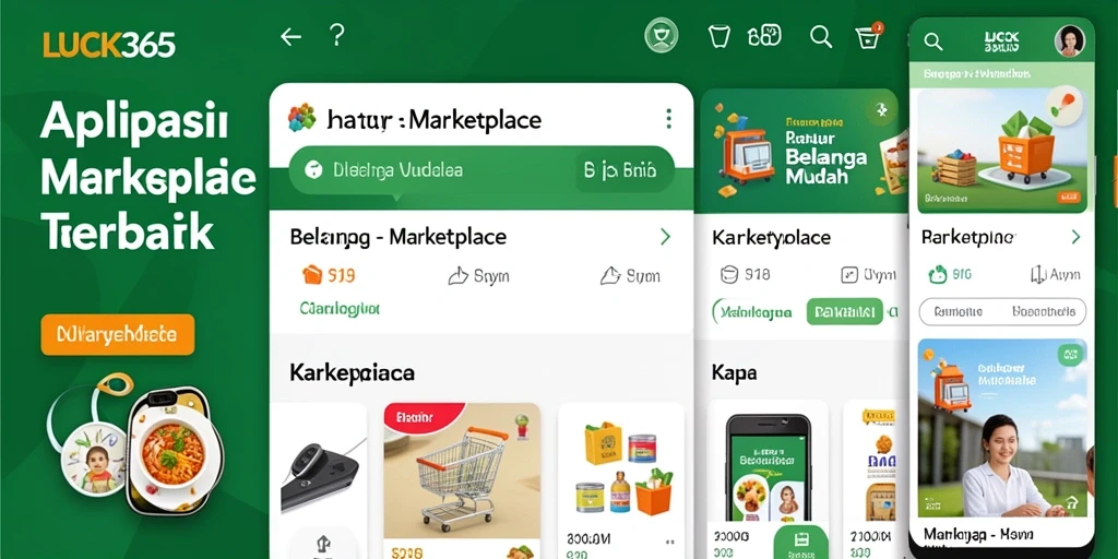 Screenshot antarmuka utama LUCK365 yang menampilkan berbagai pilihan produk Marketplace.