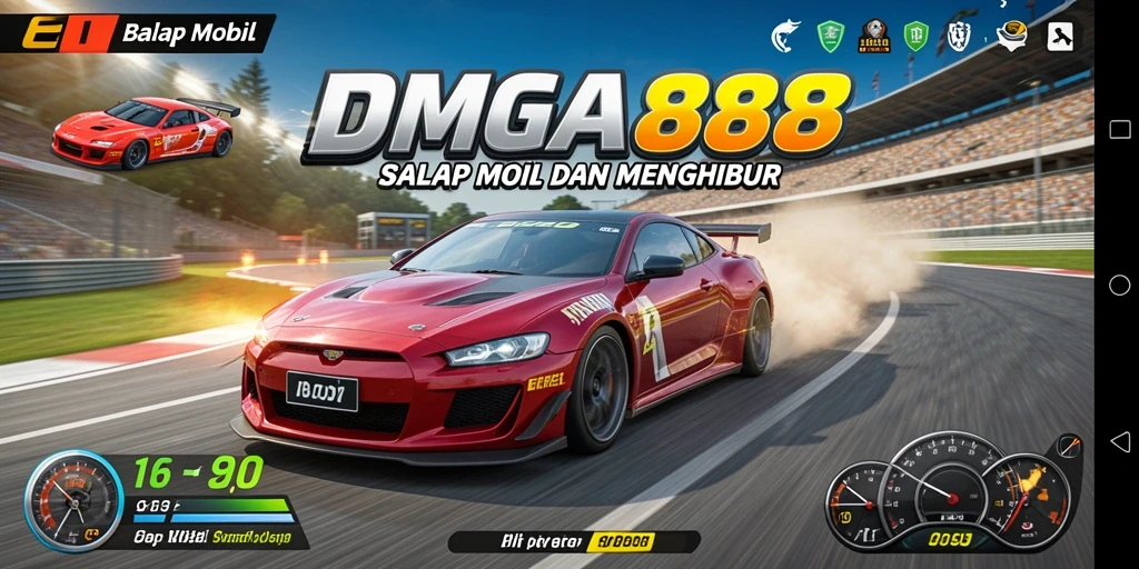 Antarmuka MEGA888 yang menarik dalam balapan mobil.