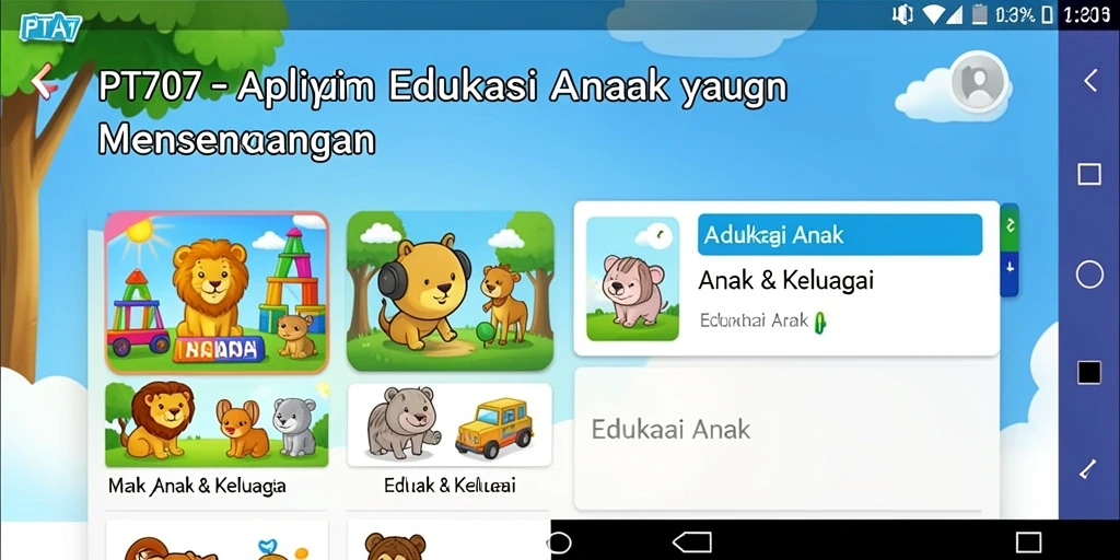 Antarmuka PT707 yang ramah anak dengan fitur edukasi interaktif.