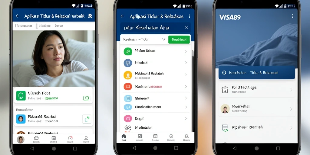 Antarmuka aplikasi VISA89 yang menenangkan dan mudah digunakan.