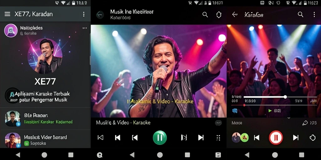 Tampilan antarmuka XE77 yang menarik untuk pengalaman Karaoke.